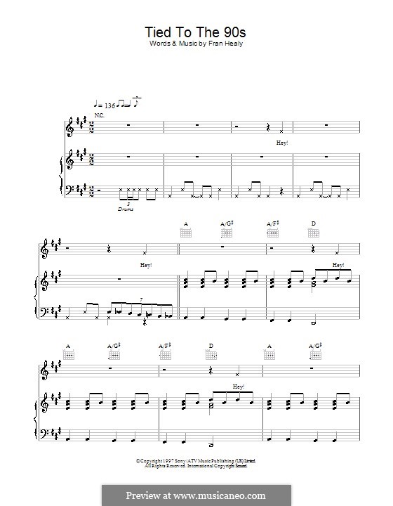 Tied to the 90s (Travis): For voice and piano (or guitar) by Fran Healy