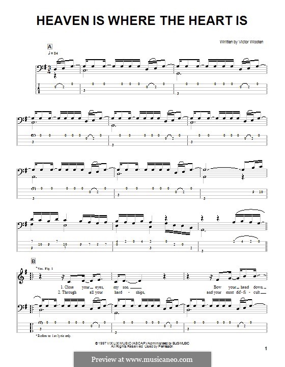 Heaven Is Where the Heart Is: For bass guitar with tab by Victor Wooten