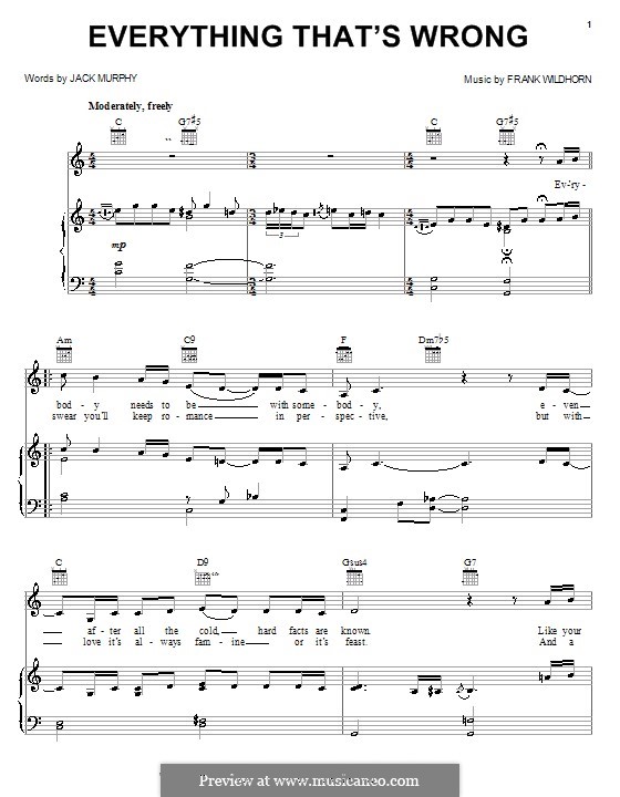 Everything That's Wrong: For voice and piano (or guitar) by Frank Wildhorn