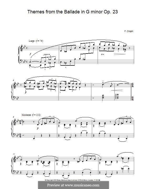 Ballade No.1 in G Minor, Op.23: Theme by Frédéric Chopin