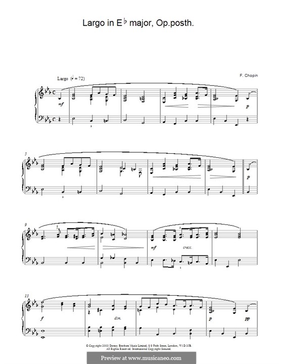 Largo in E Flat Major, B.109 KK. IVb/5: For piano by Frédéric Chopin