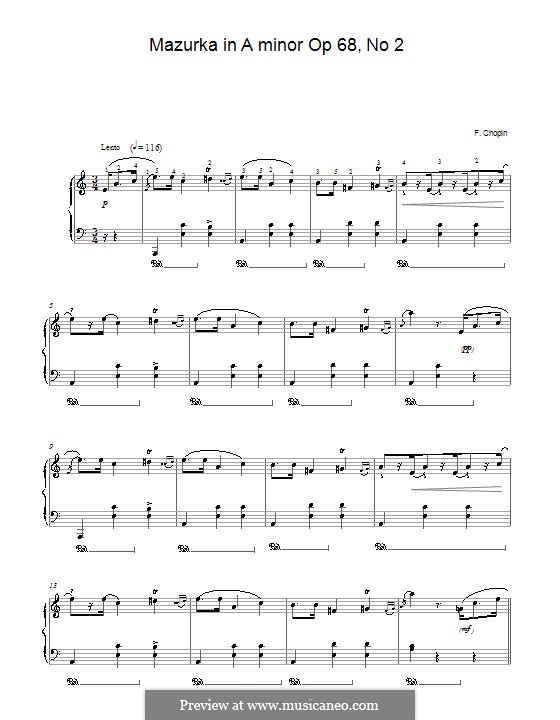 Mazurkas, Op. posth.68: No.2 in A Minor by Frédéric Chopin