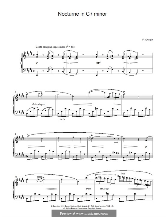 Nocturne in C Sharp Minor, B.49 KK IVa/16: For piano (high quality sheet music) by Frédéric Chopin