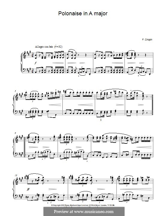 Polonaises, Op.40: No.1 for piano in A Major (high quality sheet music) by Frédéric Chopin