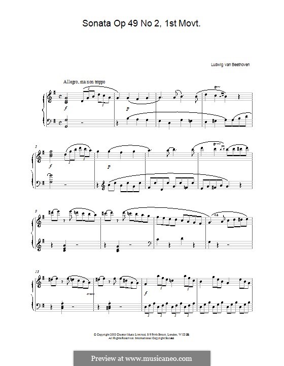 Sonata for Piano No.20, Op.49 No.2: Movement I by Ludwig van Beethoven