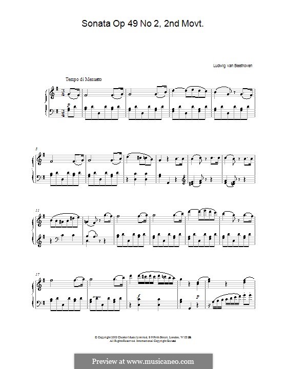 Sonata for Piano No.20, Op.49 No.2: Movement II by Ludwig van Beethoven