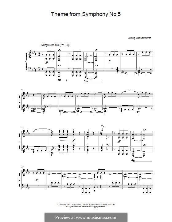 Movement I (Excerpt): For piano by Ludwig van Beethoven