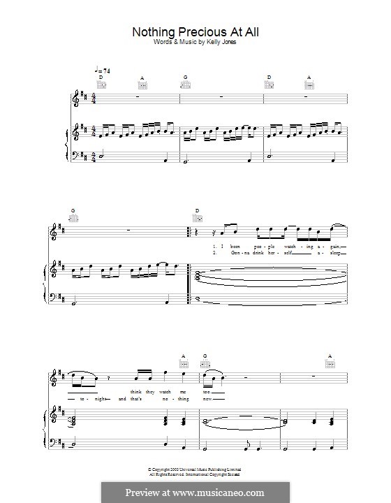 Nothing Precious at All (Stereophonics): For voice and piano (or guitar) by Kelly Jones