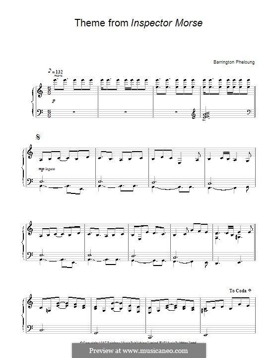 Theme from Inspector Morse: For piano by Barrington Pheloung