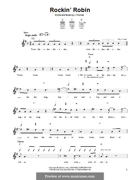 Rockin' Robin (Michael Jackson): For guitar (with strumming patterns) by Leon René