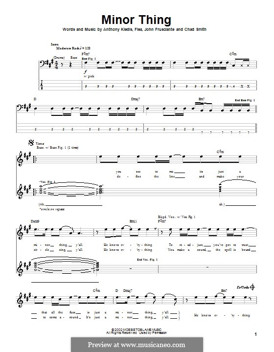 Minor Thing (Red Hot Chili Peppers): For bass guitar with tab by Anthony Kiedis, John Frusciante