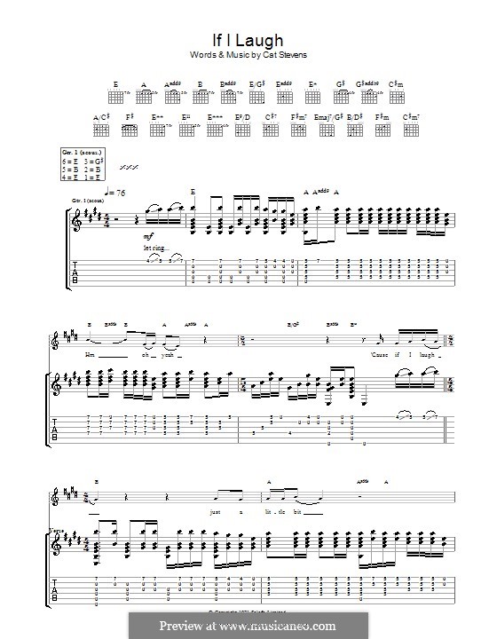 If I Laugh: For guitar with tab by Cat Stevens