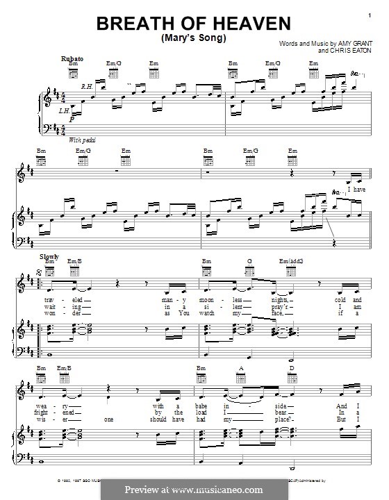 Breath of Heaven (Mary's Song) by C. Eaton - sheet music on MusicaNeo