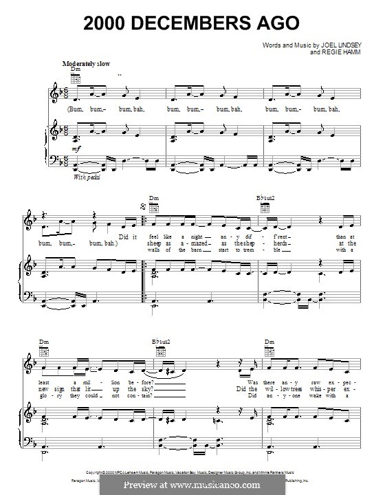 2000 Decembers Ago: For voice and piano (or guitar) by Joel Lindsey, Regie Hamm