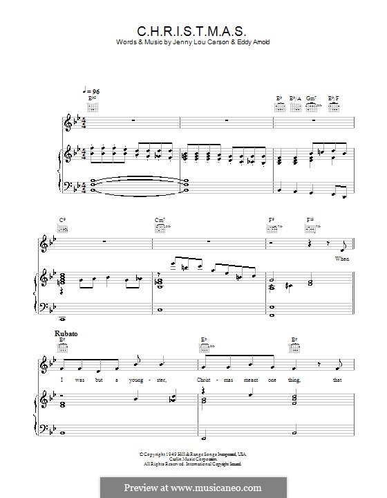 C-H-R-I-S-T-M-A-S (Perry Como): For voice and piano (or guitar) by Eddy Arnold