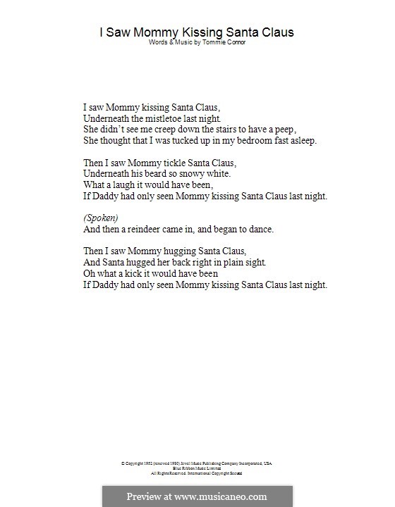 I Saw Mommy Kissing Santa Claus: Lyrics only by Tommie Connor