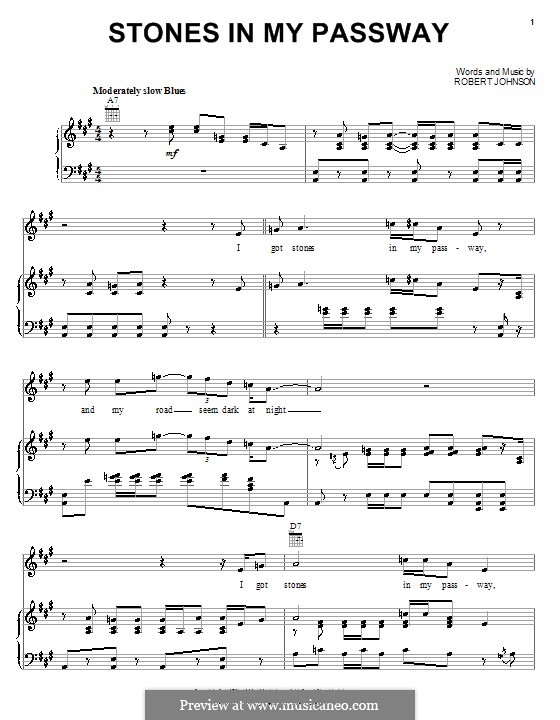 Stones in My Passway: For voice and piano (or guitar) by Robert Leroy Johnson