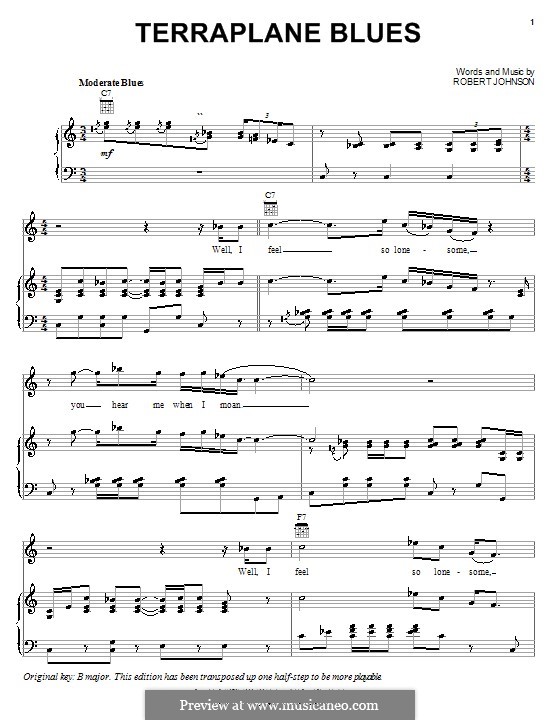 Terraplane Blues by R.L. Johnson sheet music on MusicaNeo