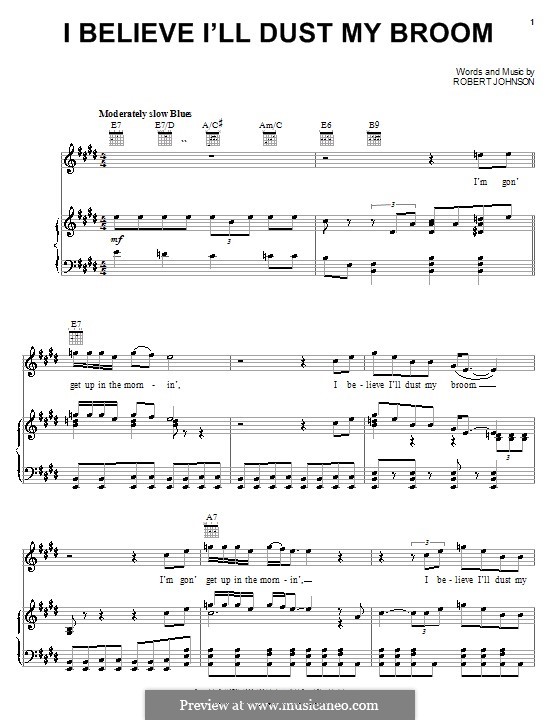 I Believe I Ll Dust My Broom By R L Johnson Sheet Music On Musicaneo