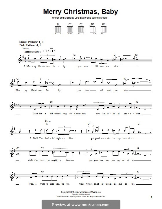 Merry Christmas, Baby by J. Moore, L. Baxter - sheet music on MusicaNeo