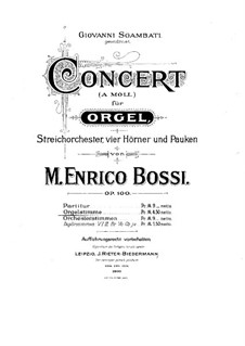 Concerto for Organ, String Orchestra, Four French Horns and Timpani, Op.100: Concerto for Organ, String Orchestra, Four French Horns and Timpani by Marco Enrico Bossi