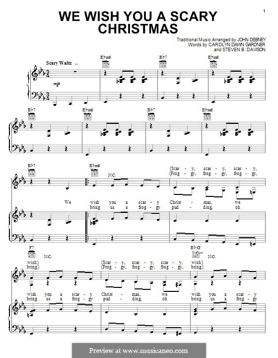 We Wish You a Merry Christmas (Printable Scores): For voice and piano (or guitar) by folklore