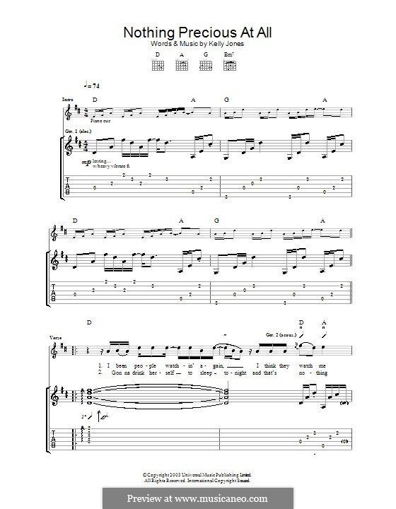 Nothing Precious at All (Stereophonics): For guitar with tab by Kelly Jones