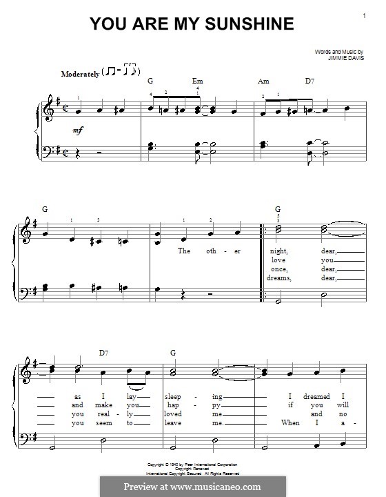 You are My Sunshine: For easy piano (Norman Blake) by Jimmie Davis