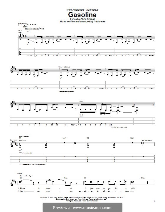 Gasoline (Audioslave): For guitar with tab by Chris Cornell
