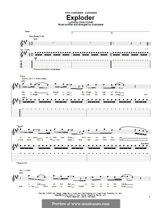 Exploder (Audioslave): For guitar with tab by Chris Cornell