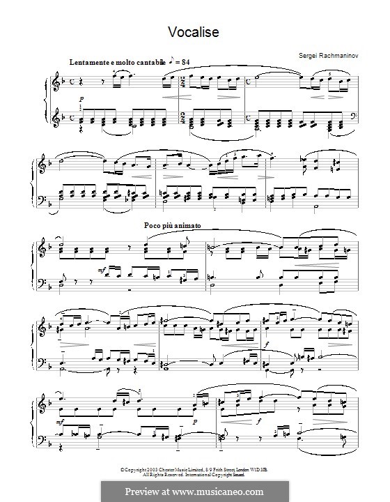 Vocalise, Op.34 No.14: For piano by Sergei Rachmaninoff