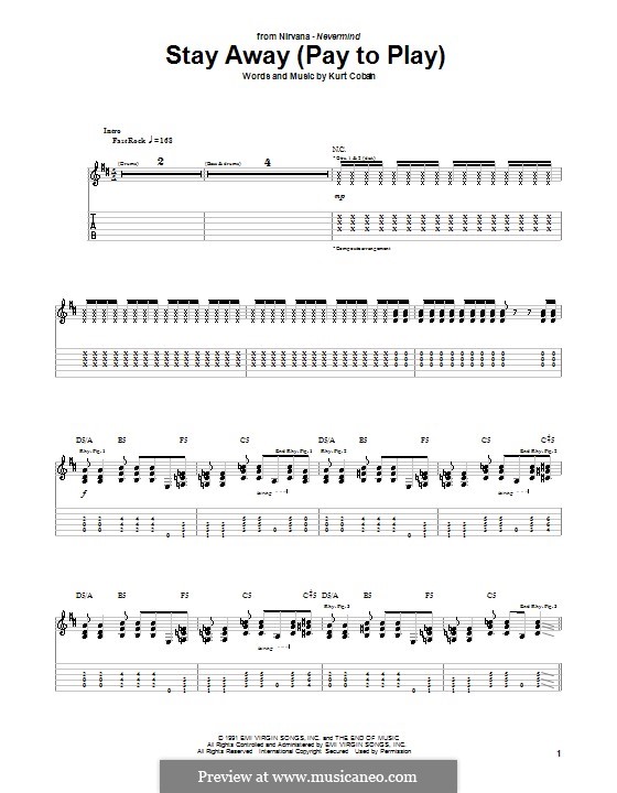 Stay Away (Nirvana): For guitar with tab by Kurt Cobain