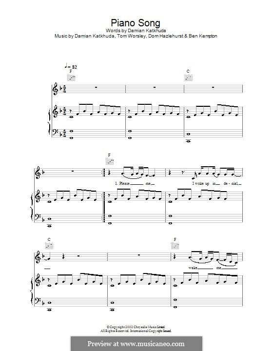 Piano Song (Obi): For voice and piano (or guitar) by Damian Katkhuda, Dom Hazlehurst, Tom Worsley