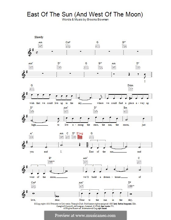 East of the Sun (And West of the Moon): Melody line, lyrics and chords (Frank Sinatra) by Brooks Bowman