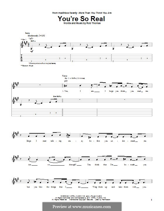 You're So Real (Matchbox Twenty): For guitar with tab by Rob Thomas