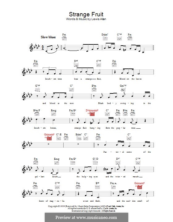 Strange Fruit by L. Allan sheet music on MusicaNeo