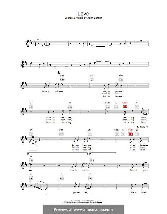 Love By J Lennon Sheet Music On Musicaneo