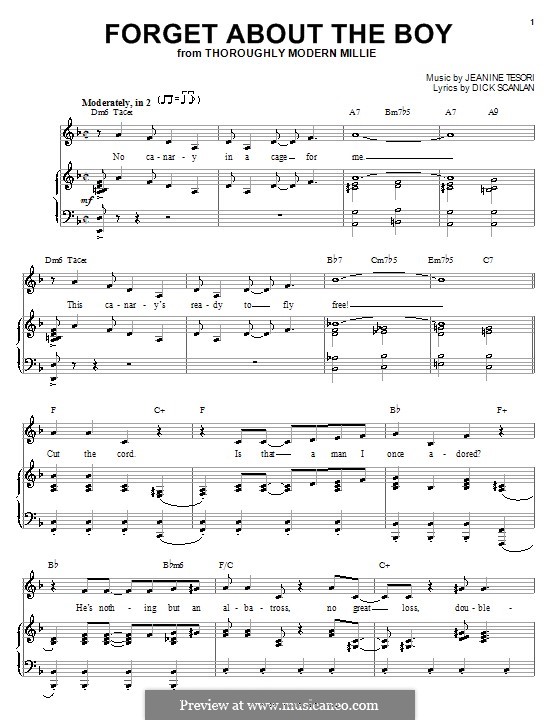 Forget About the Boy (from Thoroughly Modern Millie): For voice and piano (or guitar) by Jeanine Tesori