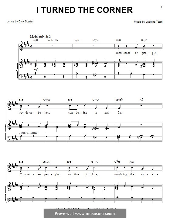 I Turned the Corner (from Thoroughly Modern Millie): For voice and piano (or guitar) by Jeanine Tesori