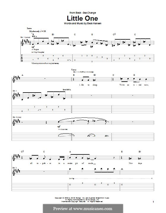 Little One (Beck): For guitar with tab by Beck Hansen