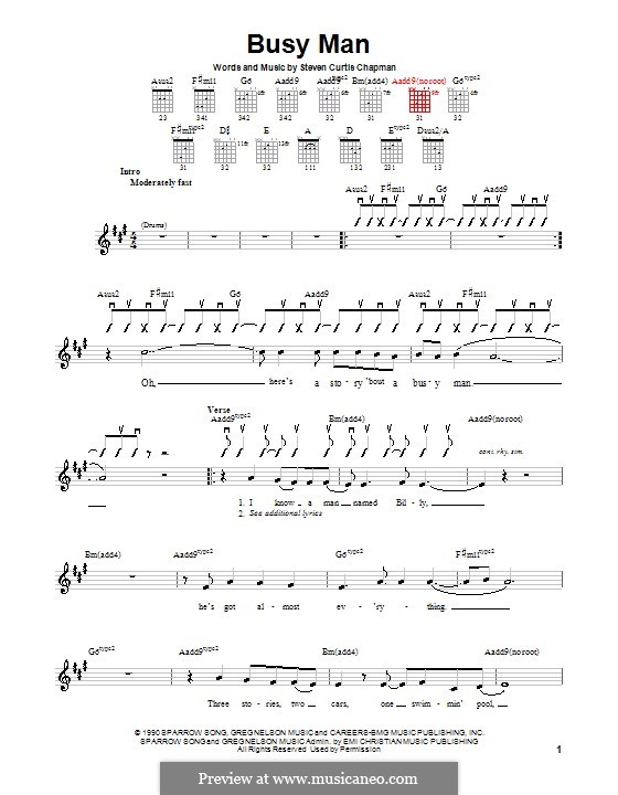 Busy Man: For guitar (with strumming patterns) by Steven Curtis Chapman
