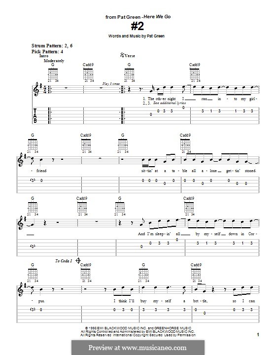 #2: For guitar (very easy version) by Pat Green