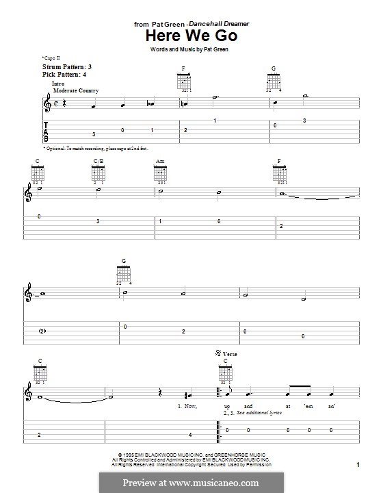 Here We Go: For guitar (very easy version) by Pat Green