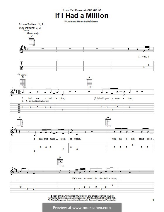 If I Had a Million: For guitar (very easy version) by Pat Green