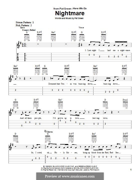 Nightmare: For guitar (very easy version) by Pat Green