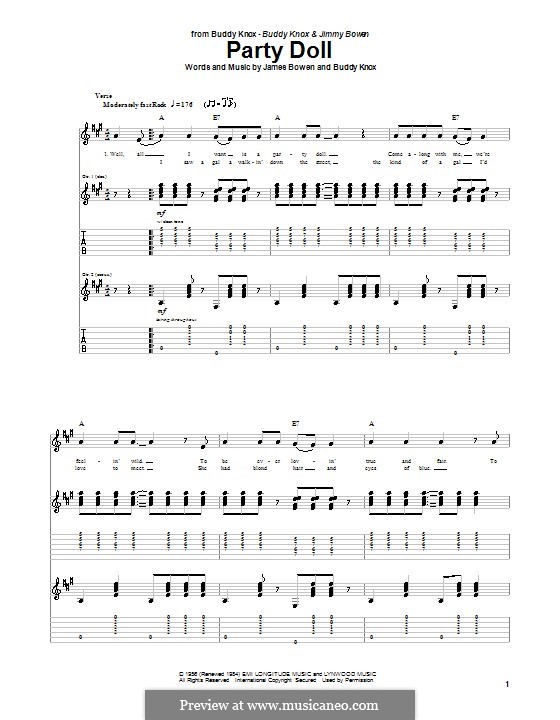 Party Doll (Buddy Knox): For guitar with tab by James Bowen