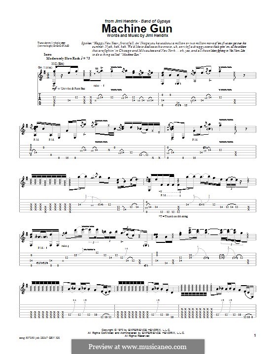 Machine Gun (Live): For guitar with tab by Jimi Hendrix