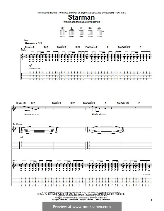 Starman: For guitar with tab by David Bowie