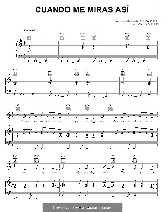 Cuando me miras asi: For voice and piano (or guitar) by Santi Maspons