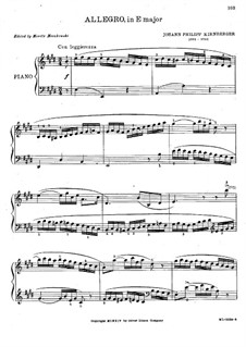 Allegro for Piano in E Major: Allegro for Piano in E Major by Johann Kirnberger